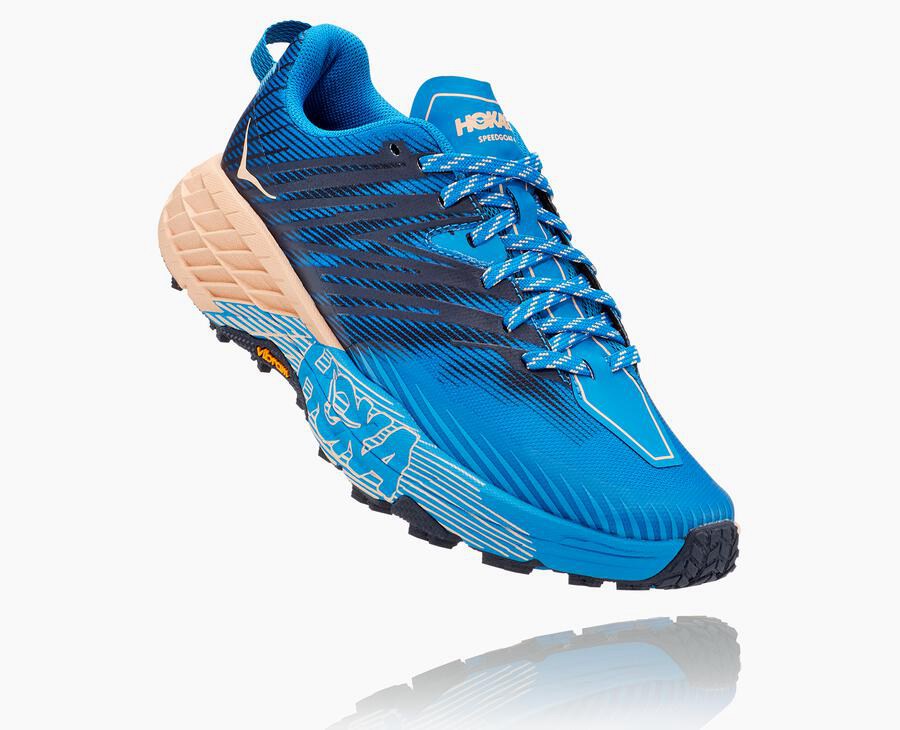 Trail Shoes Womens - Hoka One One Speedgoat 4 - Blue - SELYBRI-90